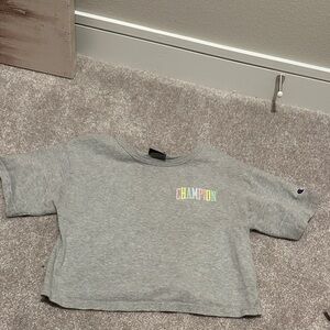 Champion cropped Gray Tee with Colorful Logo